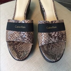 Calvin Klein snakeskin leather sandals